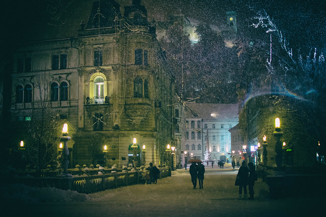 Snowfall in Ljubljana