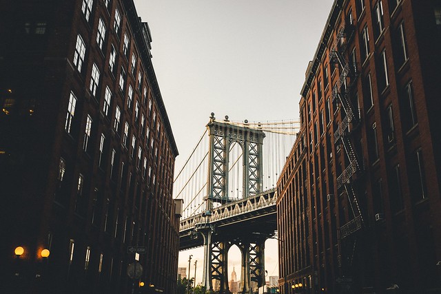 Looking up to the Manhattan Bridge
