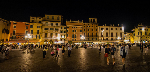 Verona Piazza Bra at Night
